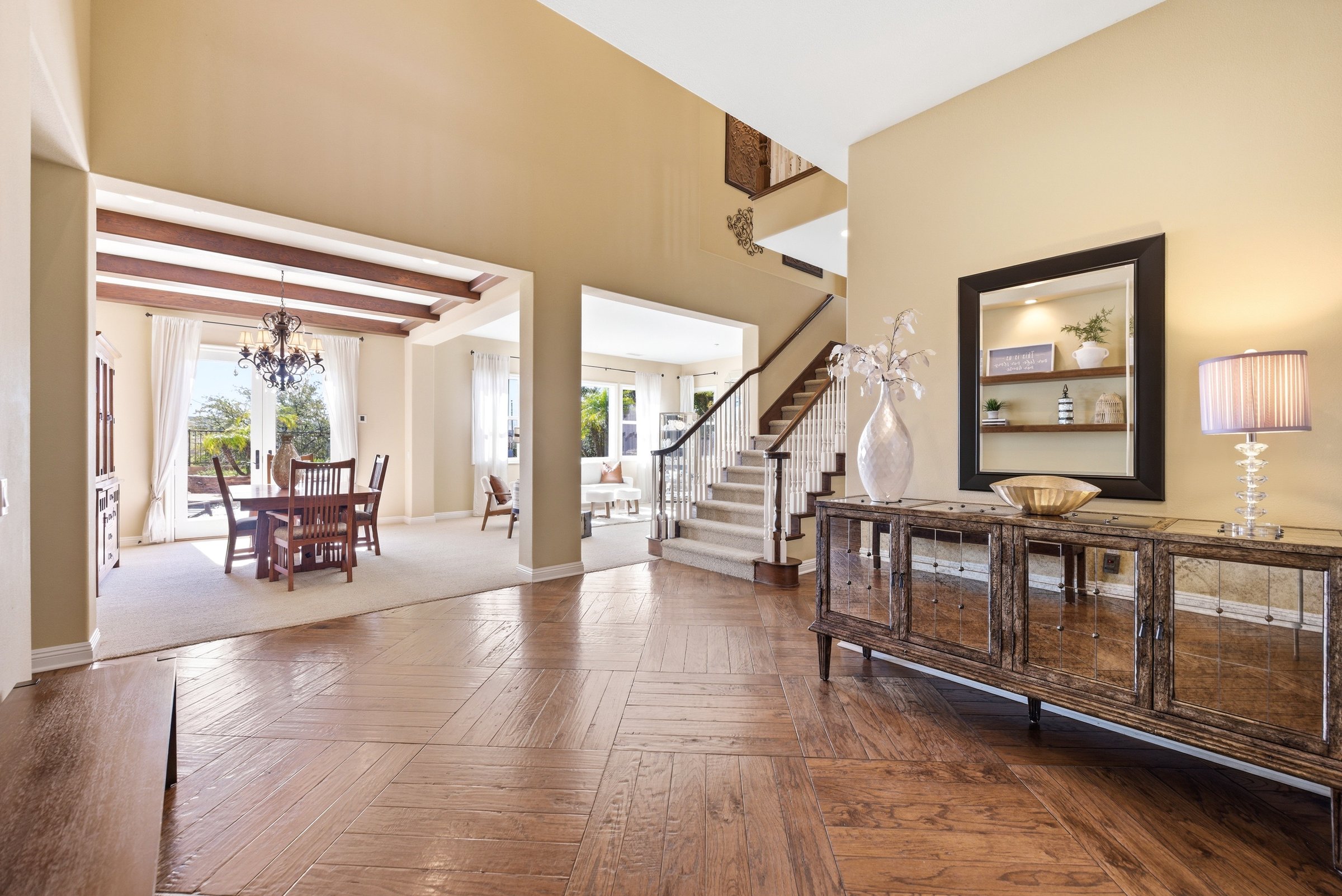 Great room with soaring ceilings