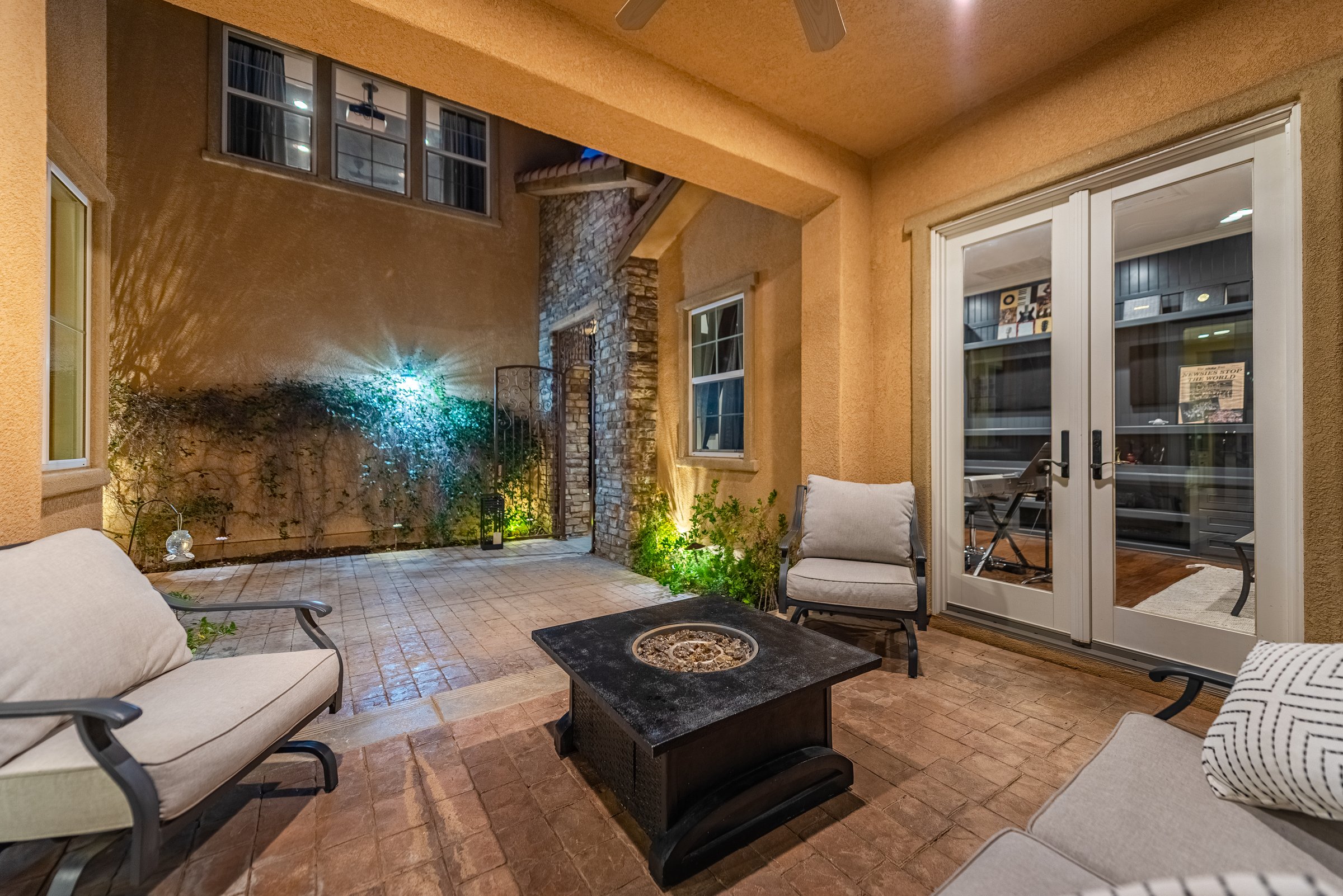 Twilight outdoor kitchen